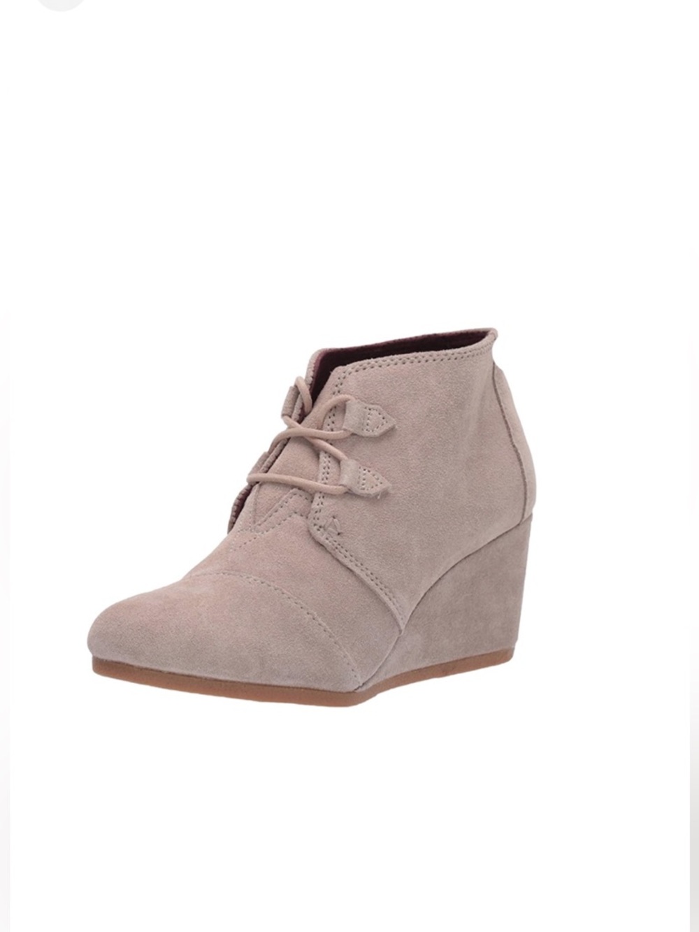 Toms Kala Desert Wedge  Bootie Size 7.5 Suede Taupe Lace Up Boot